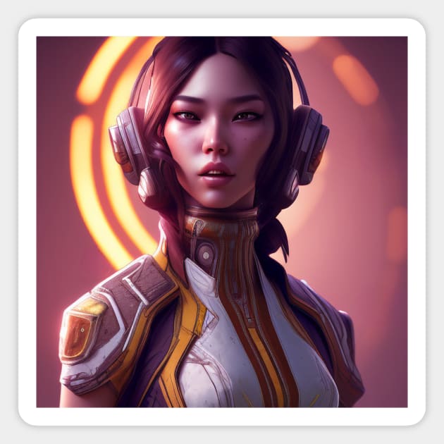cyber girl with ear phone Magnet by animegirlnft